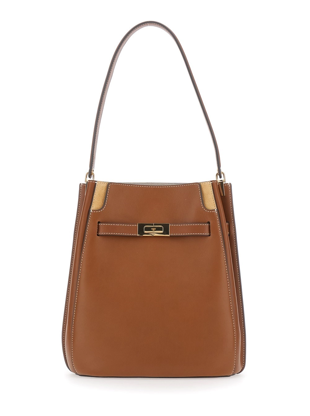 Tory Burch Borsa a Spalla 'Lee Radziwill' con Chiusura a Fibbia in Pelle Marrone Donna