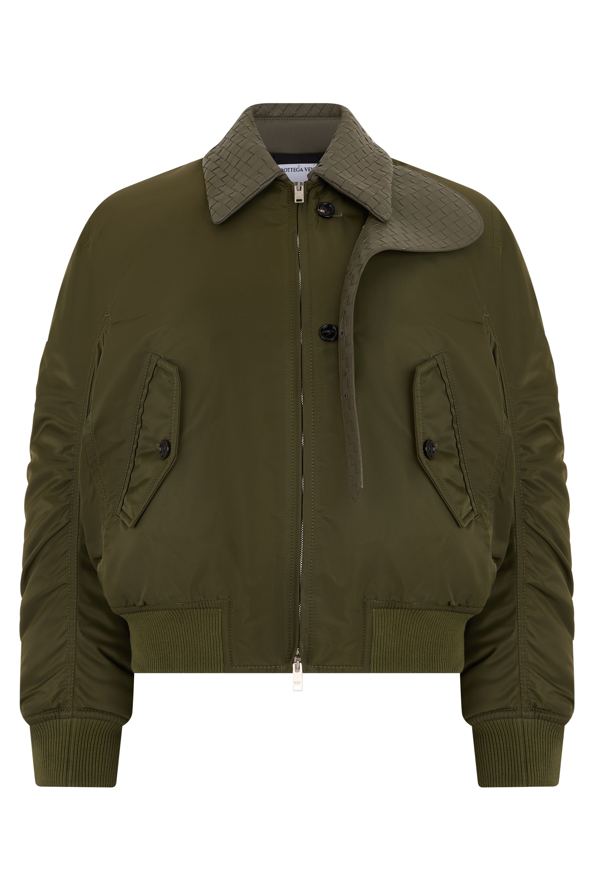 Bottega Veneta Giacca bomber con inserti in pelle intrecciata