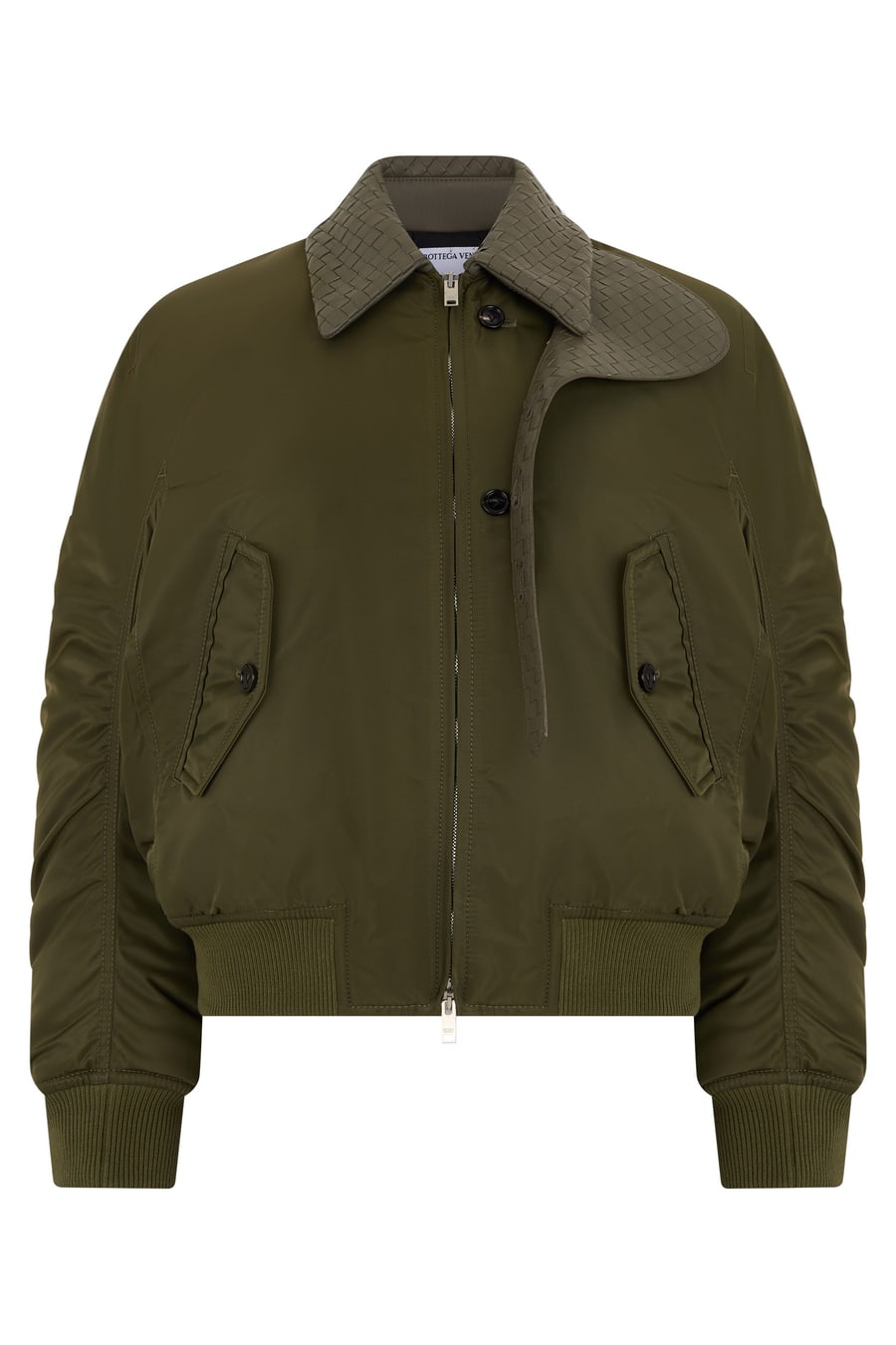 Bottega Veneta Giacca bomber con inserti in pelle intrecciata