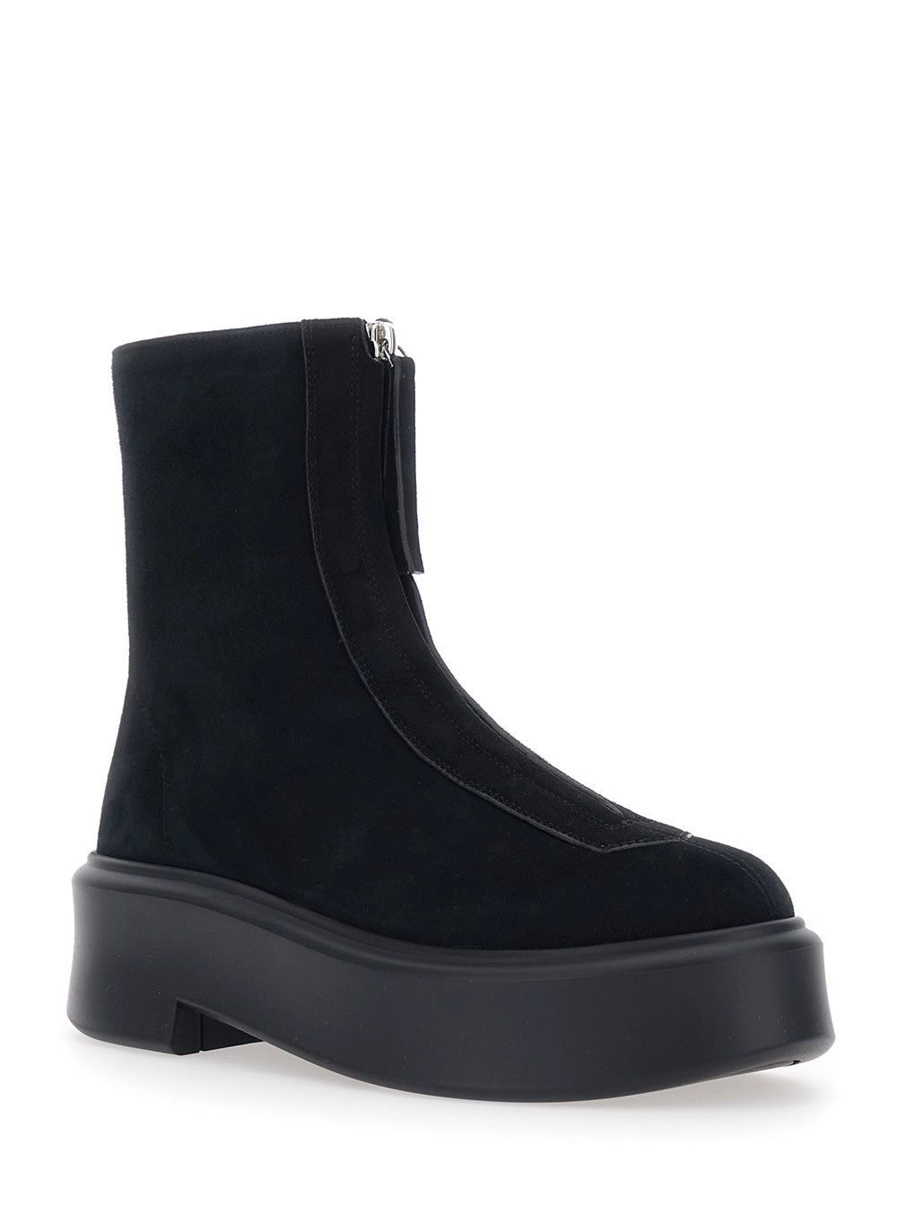The Row Stivaletti con Zip e Platform  in Pelle Scamosciata Neri Donna, view 2