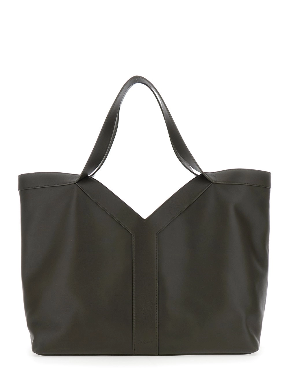 Saint Laurent Borsa Shopping con Due Manici Superiori e Chiusura con Gancio in Pelle VerdeUomo