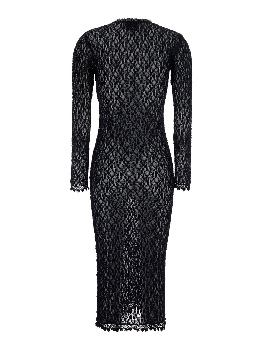 Isabel Marant Abito lungo 'BELSANE' con rifiniture in pizzo all-over in misto cotone nero donna, view 2