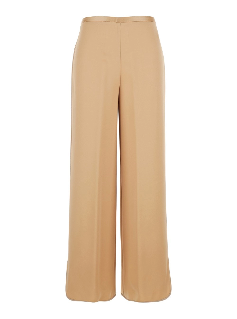 Forte_Forte Pantalone con Vita Elasticizzata sul Retro e Gamba Ampia in Misto Viscosa Beige Donna