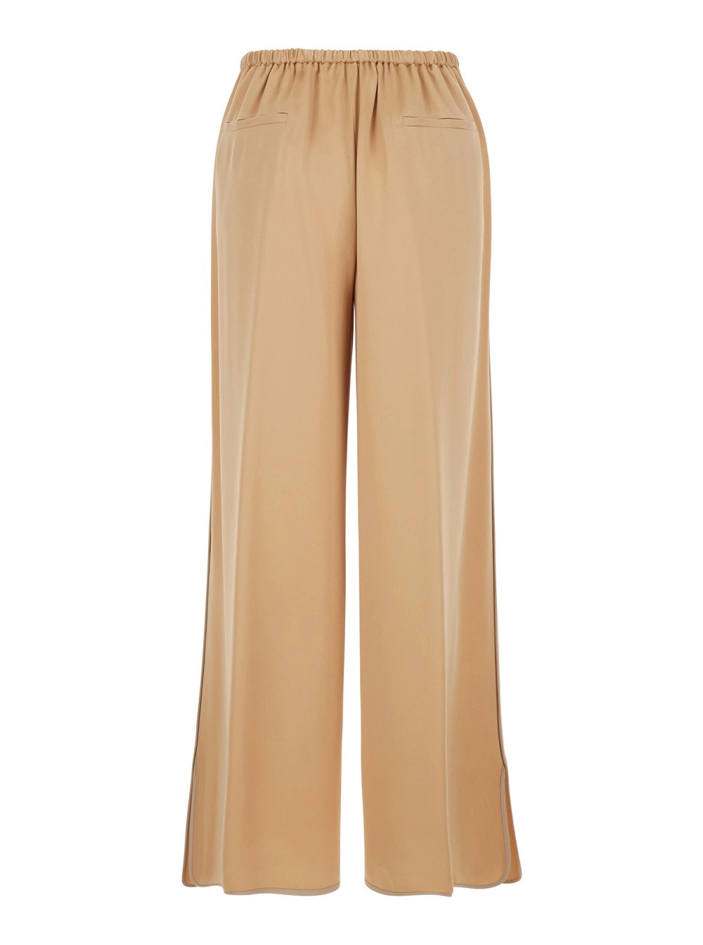 Forte_Forte Pantalone con Vita Elasticizzata sul Retro e Gamba Ampia in Misto Viscosa Beige Donna, view 2