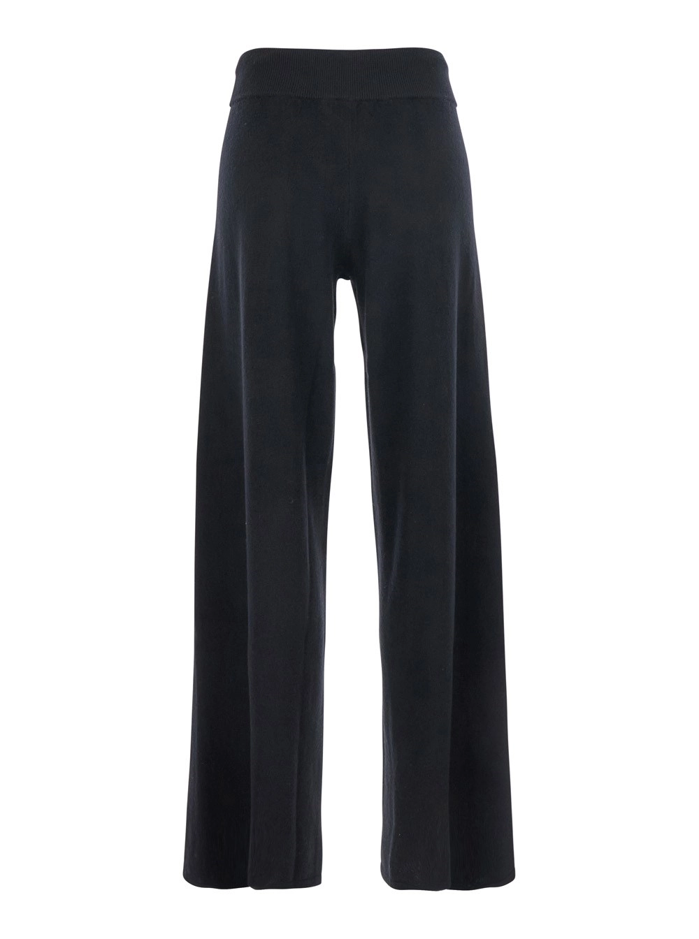 Lisa yang Pantalone 'Sofi' con vita elasticizzata e gamba ampia in cashmere nero donna, view 2