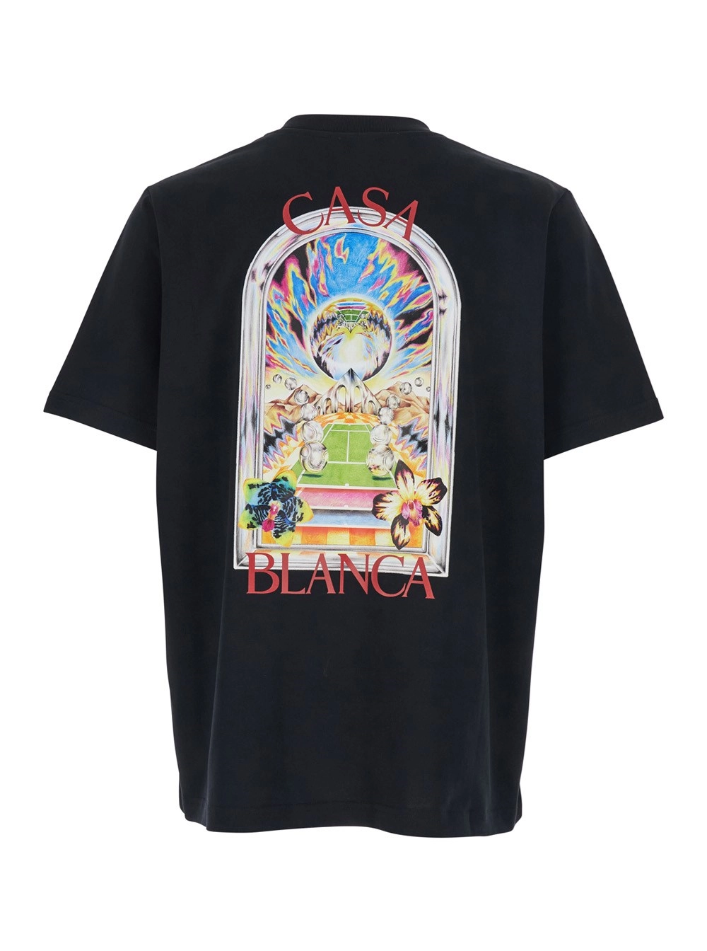 Casablanca T-Shirt con Dettaglio Logo sul Fronte e Maxi Logo sul Retro in Cotone Nera Uomo, view 2