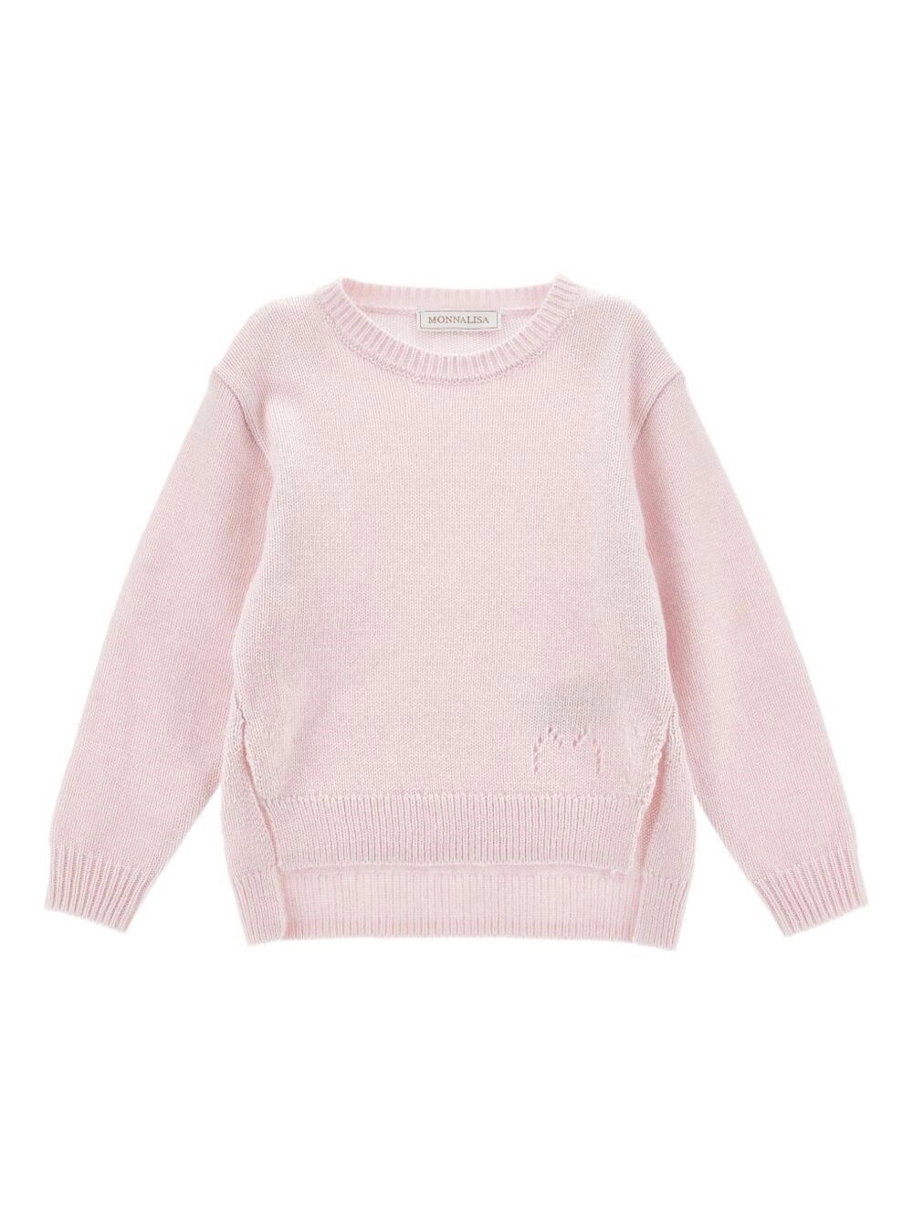 Monnalisa kids Maglia Girocollo con Spacchetti in Misto Lana Rosa Bambina