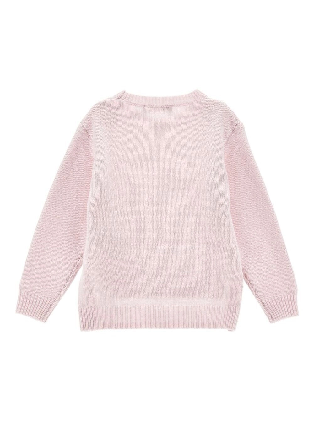 Monnalisa kids Maglia Girocollo con Spacchetti in Misto Lana Rosa Bambina, view 2