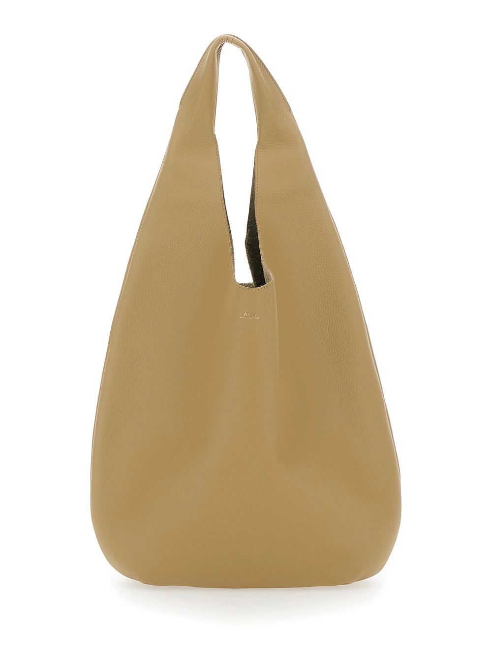 A.P.C. Borsa a Spalla 'Le Neige' con Logo Impresso sul Fronte in Pelle Martellata Beige Donna