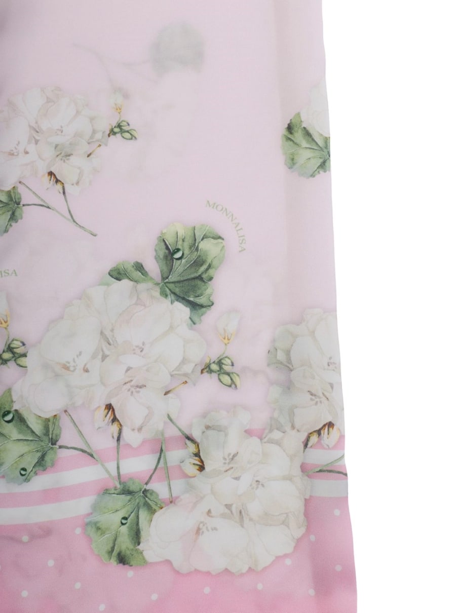 Monnalisa kids Pantaloni Rosa con Vita Elasticizzata e Motivo Floreale All-Over in Viscosa Bambina, view 3