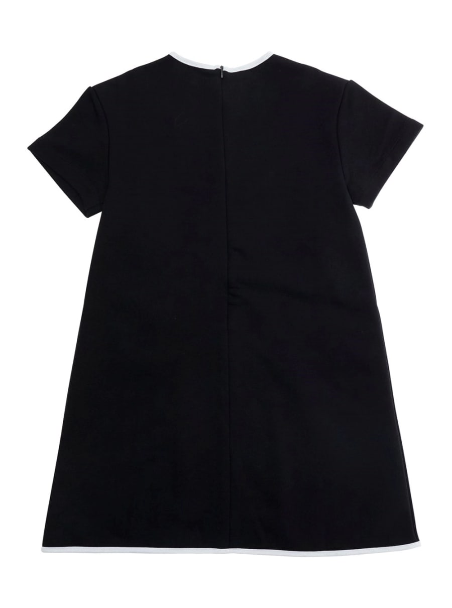 Marni kids Abito Girocollo con Dettagli a Contrasto sul Fronte e Logo Lettering sul Fronte in Cotone Nero Bambina, view 2