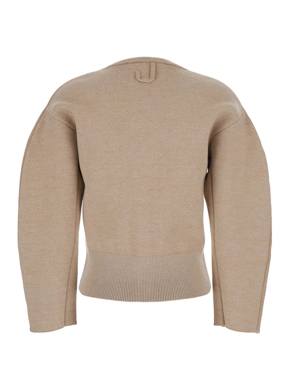 Jacquemus Cardigan 'Le Gilet Doppio' con Scollo Rotondo e Rifiniture a Coste in Misto Lana Stretch Beige Donna, view 2