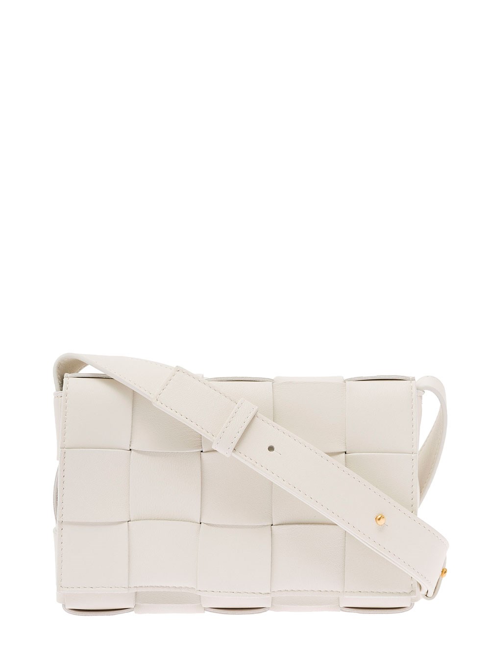 Bottega Veneta Borsa a Tracolla 'Cassette Piccola'  in Pelle  Intrecciata Bianca Donna Bottega Veneta
