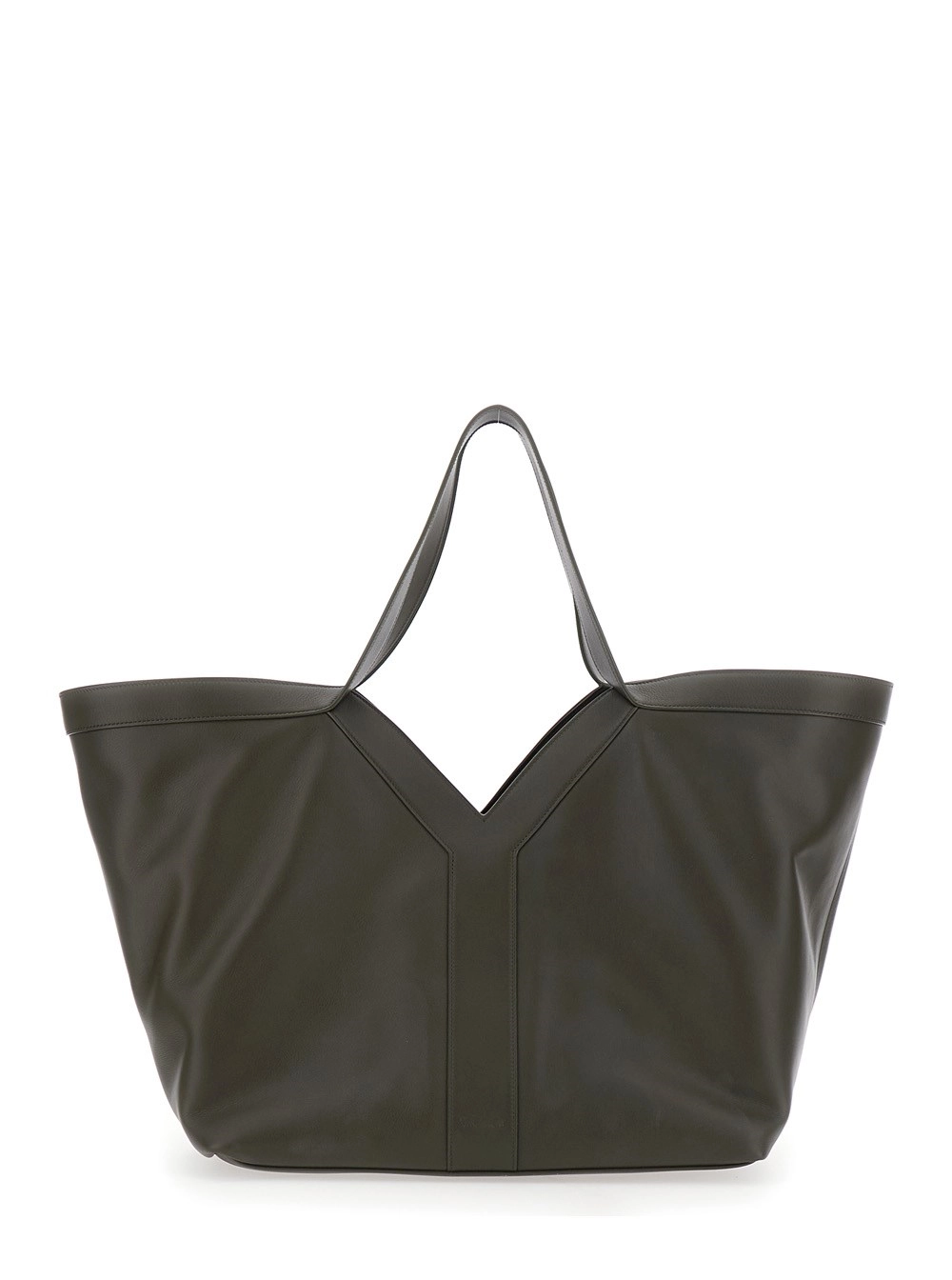 Saint Laurent Borsa a Spalla con Chiusura con Gancio e Due Manici Superiori in Pelle Verde Donna