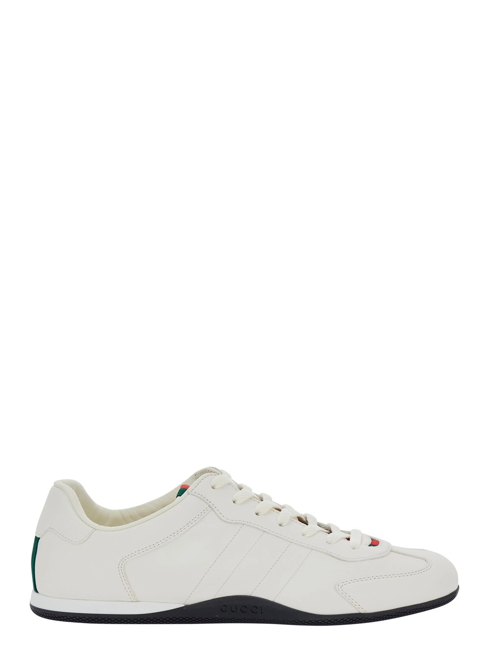 Gucci Sneakers 'Elan New' con Dettaglio Web sul Retro in Pelle Bianche Uomo