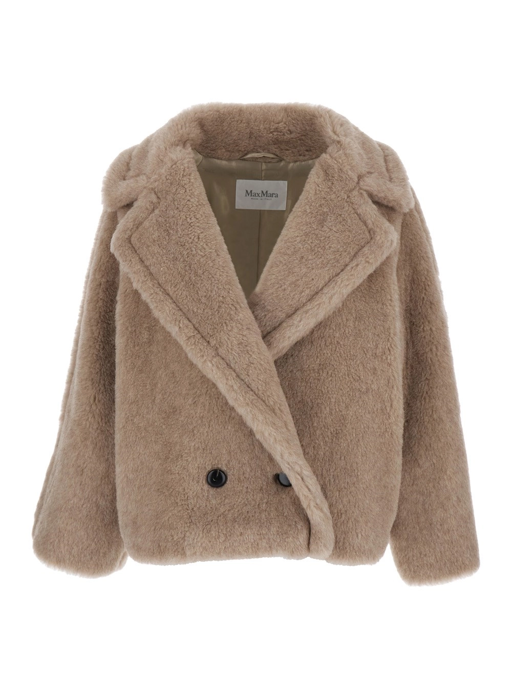 Max Mara Giubbotto 'Cambusa' Doppiopetto con Revers Classici Ampi in Pelliccia Beige Donna