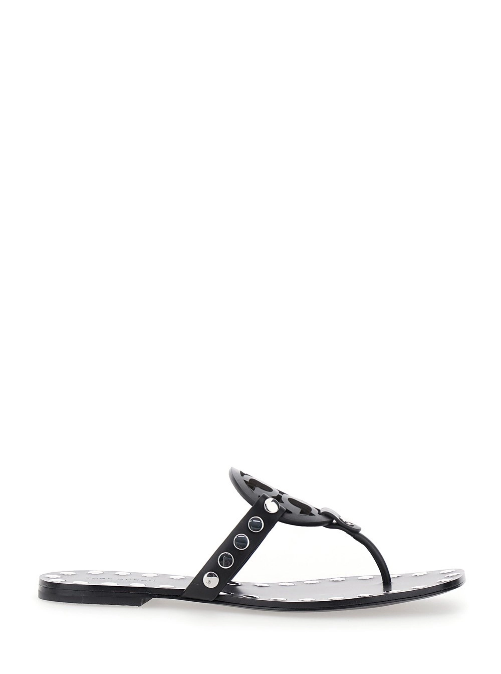 Tory Burch Sandali Infradito con Logo sul Fronte e Decorazione con Borchie in Pelle Neri Donna
