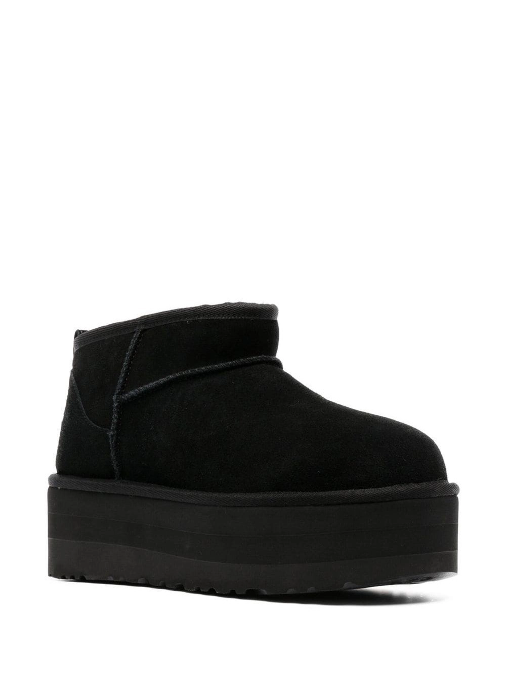 UGG Stivali Neri 'Ultramini' con Plateau in Camoscio Donna, view 2