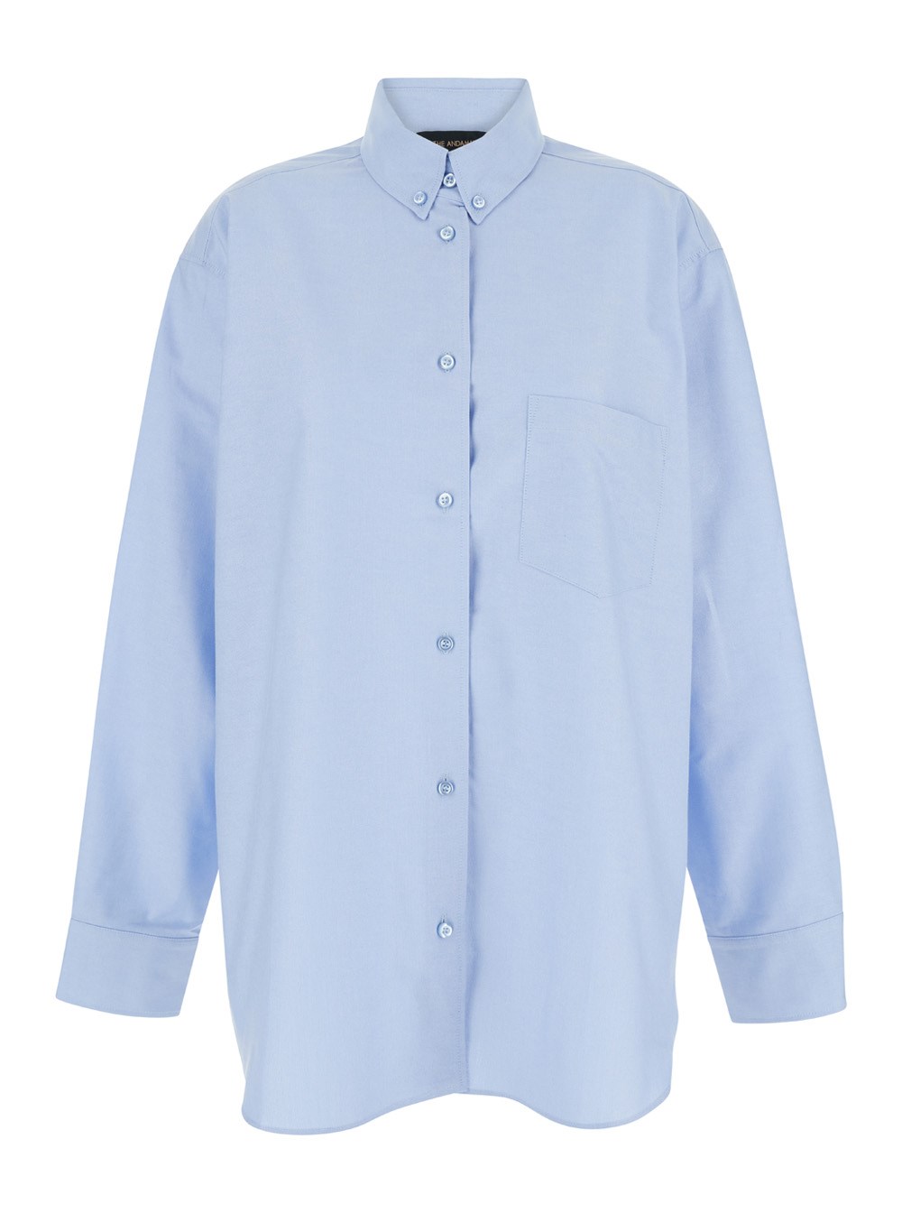 The andamane Camicia con Bottoni in Misto Cotone Azzurro Donna