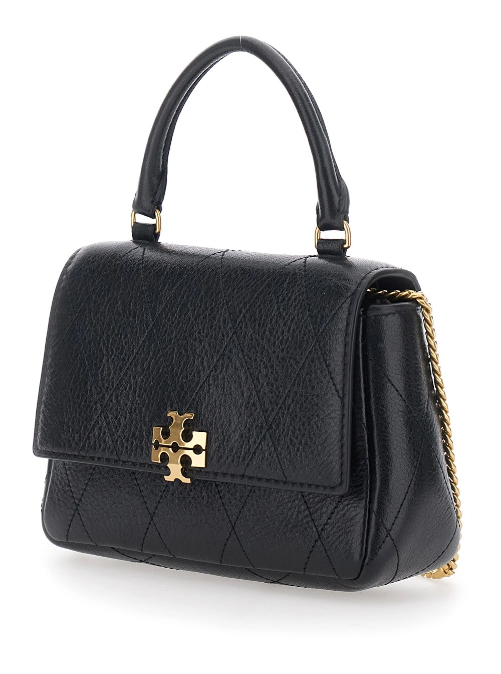 Tory Burch Borsa Mini 'Charlie' con Tracolla a Catena in Pelle Nera Donna, view 2