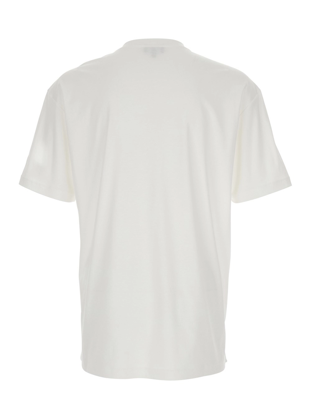 Giorgio Armani T-Shirt Girocollo con Logo Lettering sul Fronte in Cotone Bianca Uomo, view 2