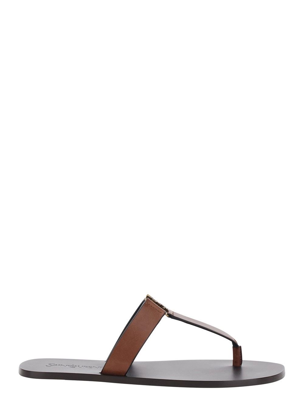 Saint Laurent Sandali 'BABYLONE' con Cinturini Incrociati in Pelle Marrone Donna