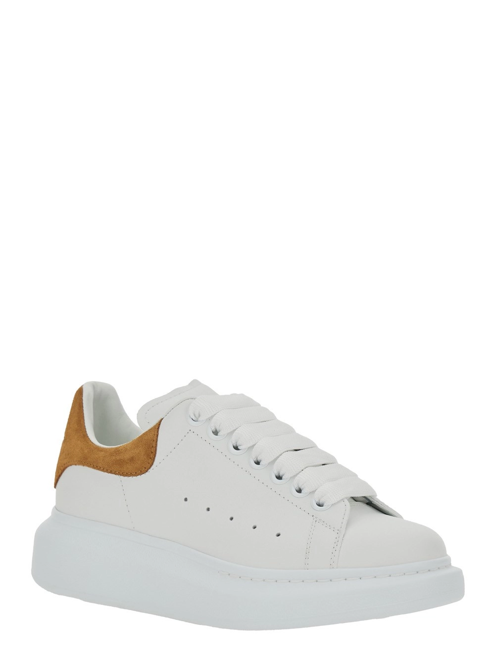 Alexander McQueen Sneaker Low Top 'Alexander McQueen' con Logo Lettering sul Tallone in Pelle Bianca Donna, view 2