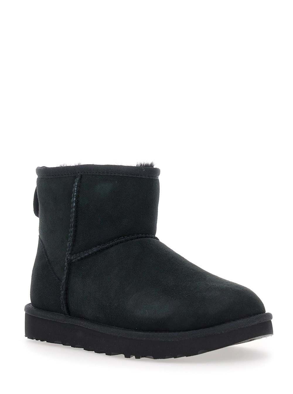 UGG Stivaletti 'Classic Mini' con Patch Logo sul Retro in Pelle Scamosciata Neri Donna, view 2