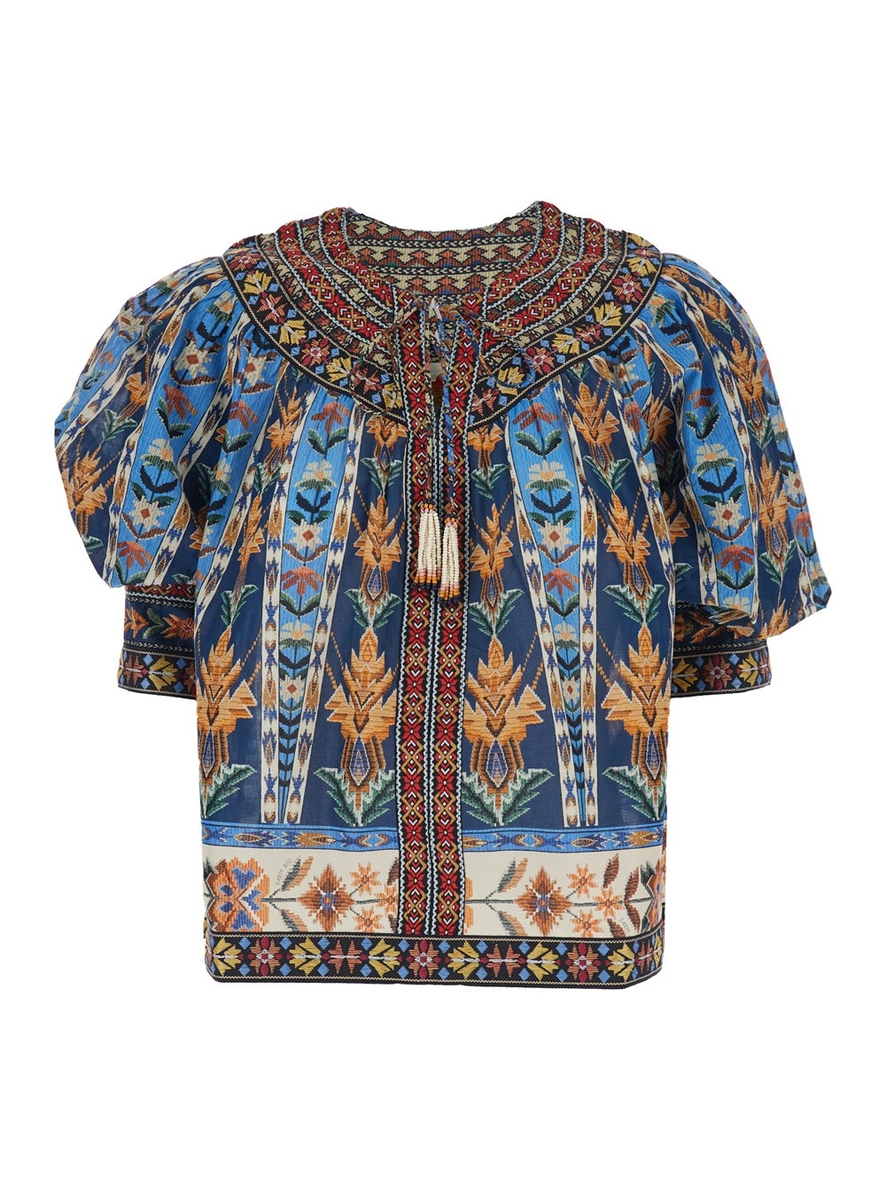Farm rio Blusa con maniche corte  e motivo all-over  in tessuto tecnico multicolor donna