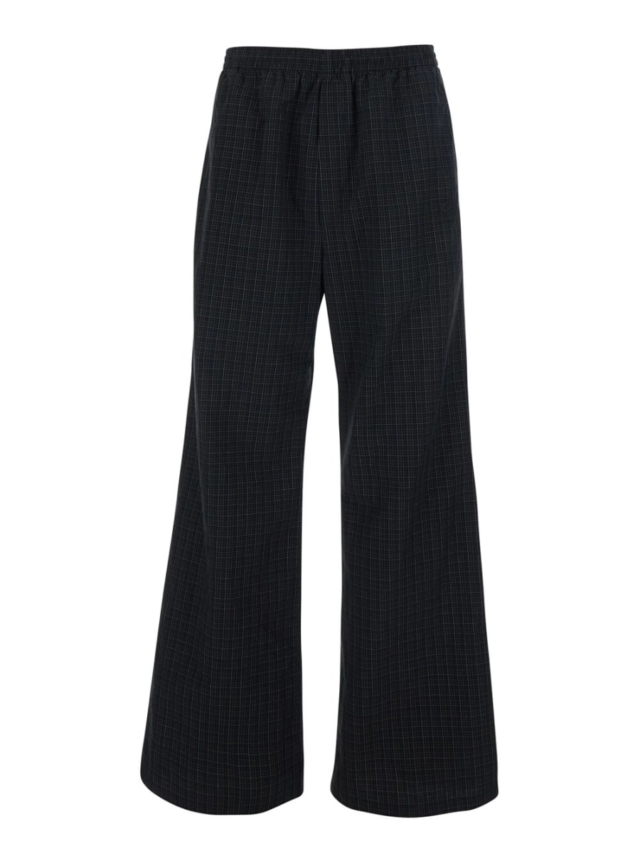 Balenciaga Pantaloni 'Taylor' con vita elasticizzata con coulisse e motivo check all-over in cotone verdi uomo