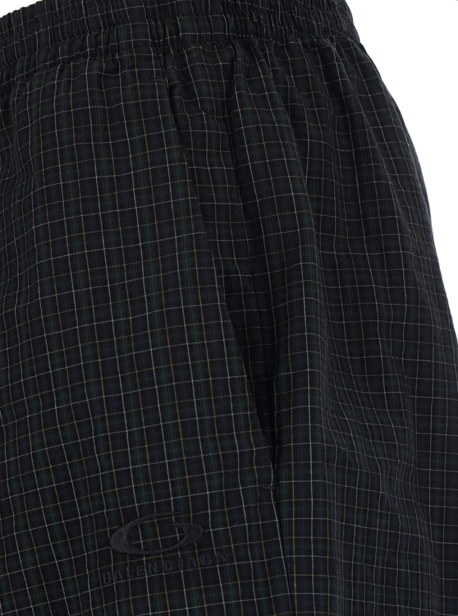 Balenciaga Pantaloni 'Taylor' con vita elasticizzata con coulisse e motivo check all-over in cotone verdi uomo, view 3