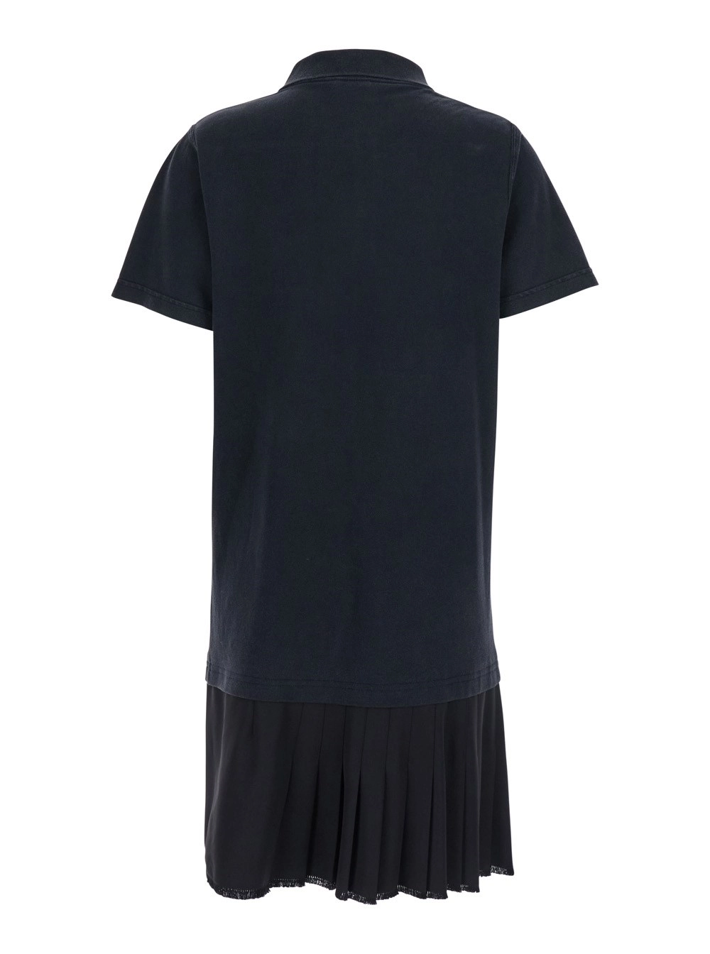 Balenciaga Abito a Strati con Colletto Stile Polo e Dettaglio Spilla da Balia in Cotone Nero Donna, view 2