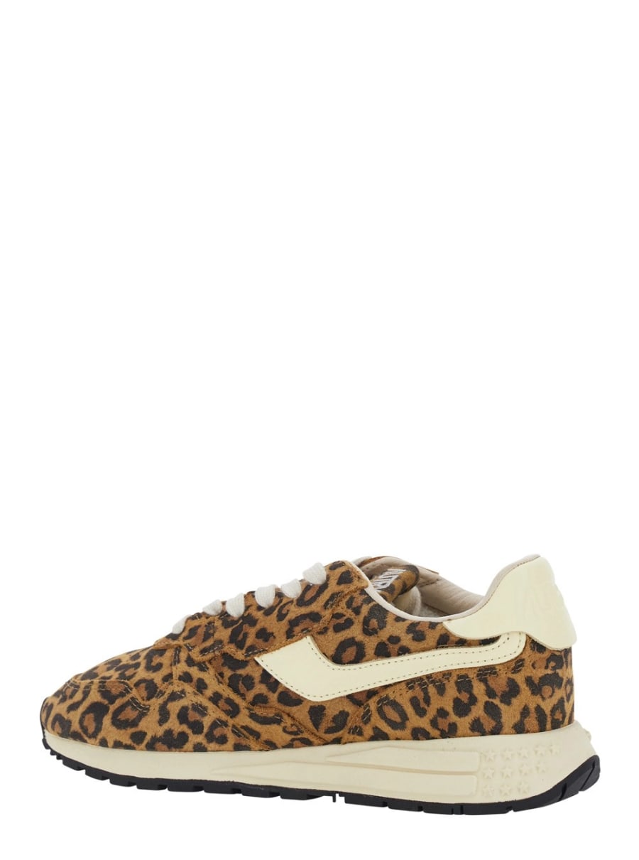 Autry Sneakers Bianche con Dettagli in Pelle e Stampa Animalier in Pelle Marrone Donna, view 3