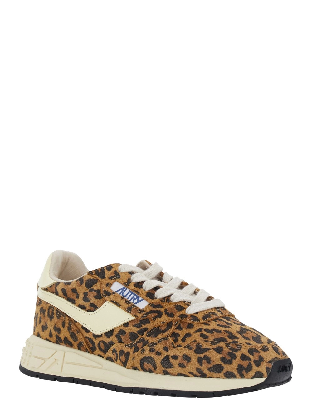 Autry Sneakers Bianche con Dettagli in Pelle e Stampa Animalier in Pelle Marrone Donna, view 2