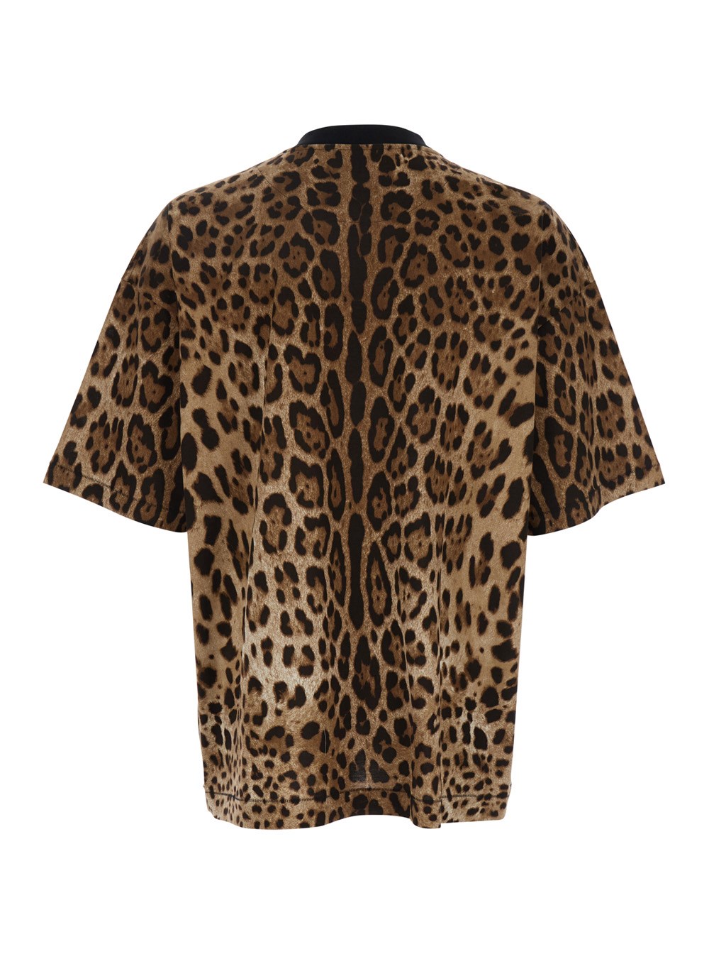 Dolce & Gabbana T-Shirt con Motivo Leopardato All-Over in Cotone Marrone Uomo, view 2
