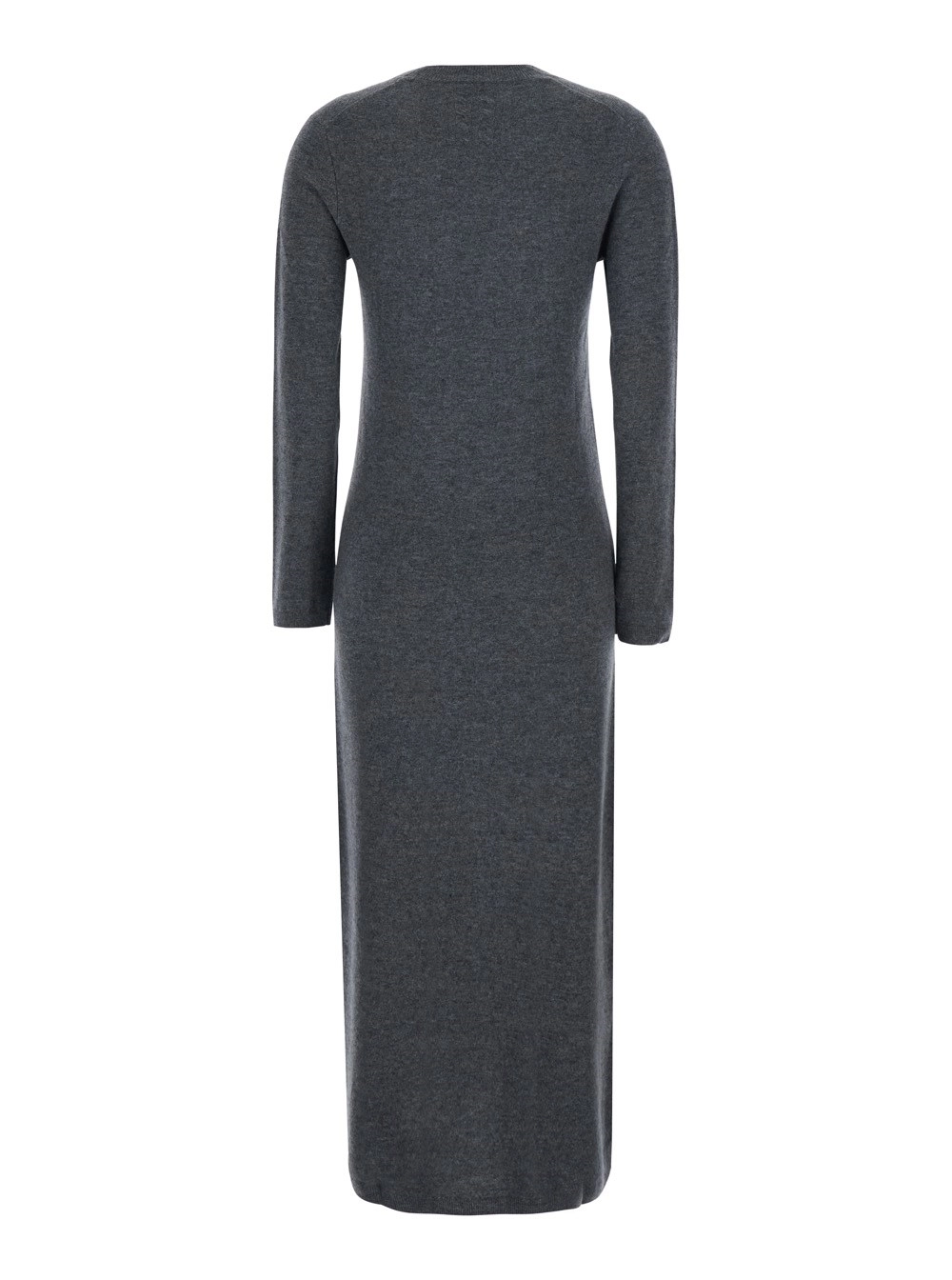 Semicouture Abito Lungo 'Brenda' con scollo rotondo in lana e cashmere grigio donna, view 2