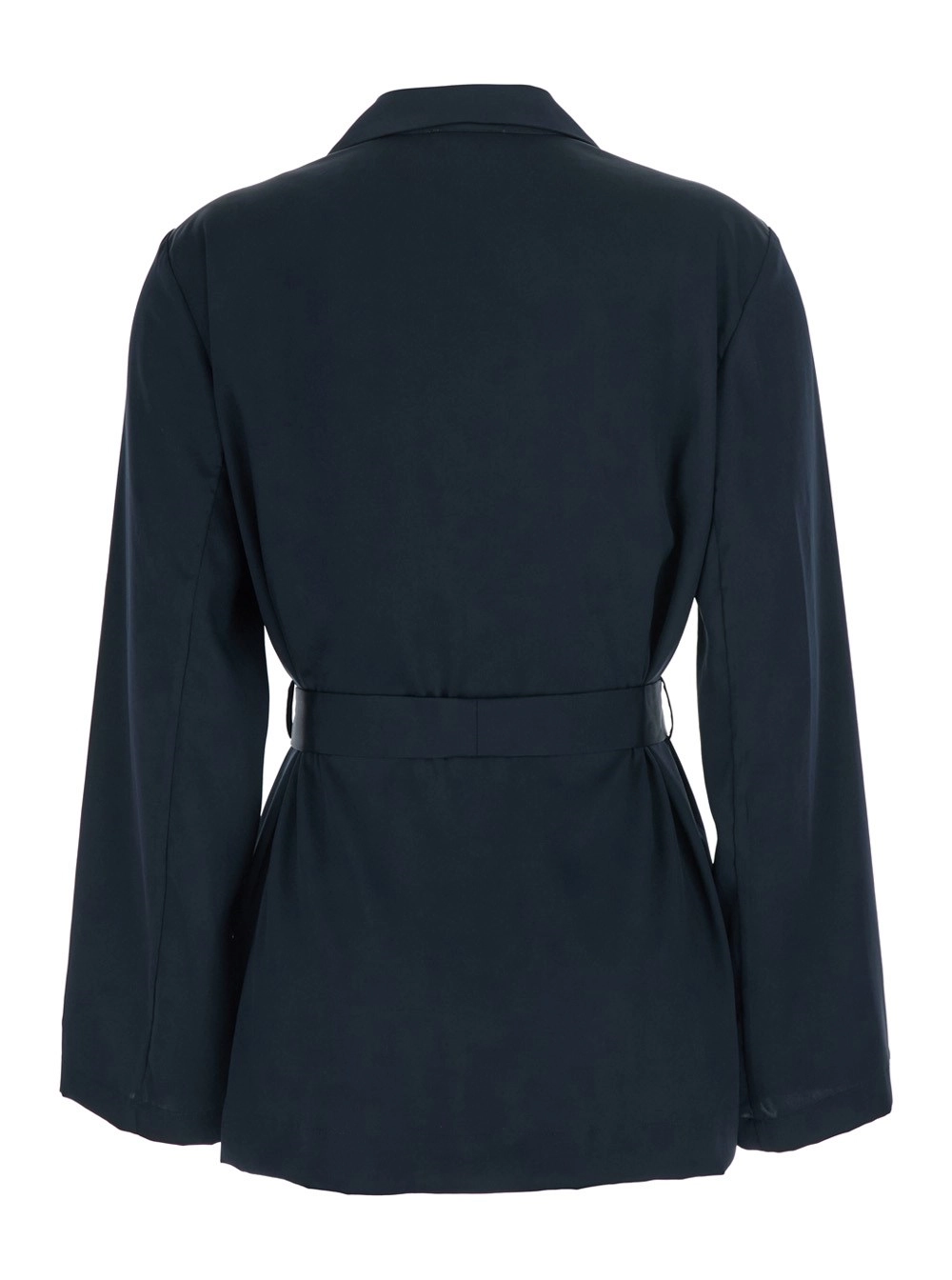 P.A.R.O.S.H. Giacca Doppiopetto con Revers Classici e Cintura sul Fronte in Tessuto Tecnico blu Donna, view 2