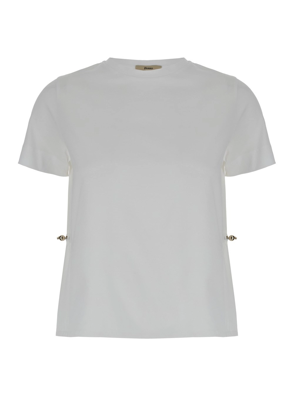 Herno T-Shirt con Coulisse e Spacco sul Retro in Cotone Bianco Donna