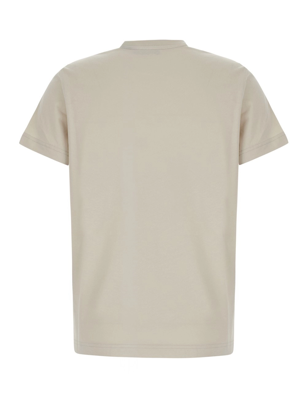 Moncler T-shirt girocollo con logo lettering sul fronte e patch logo sulla manica in cotone bianca donna, view 2