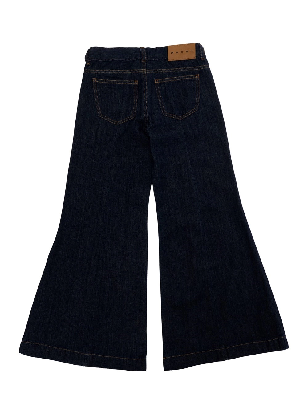 Marni kids Pantalone con logo lettering sul fronte e patch logo sul retro in cotone blu bambina