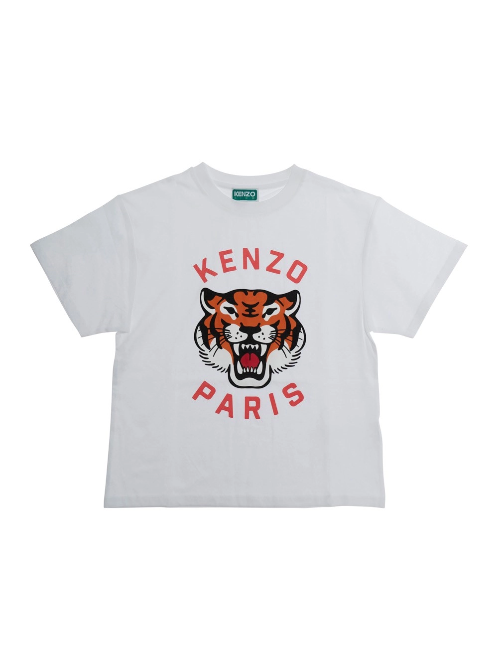 Kenzo kids T-Shirt 'Logo' Girocollo con Stampa sul Fronte in Cotone Bianco Bambino