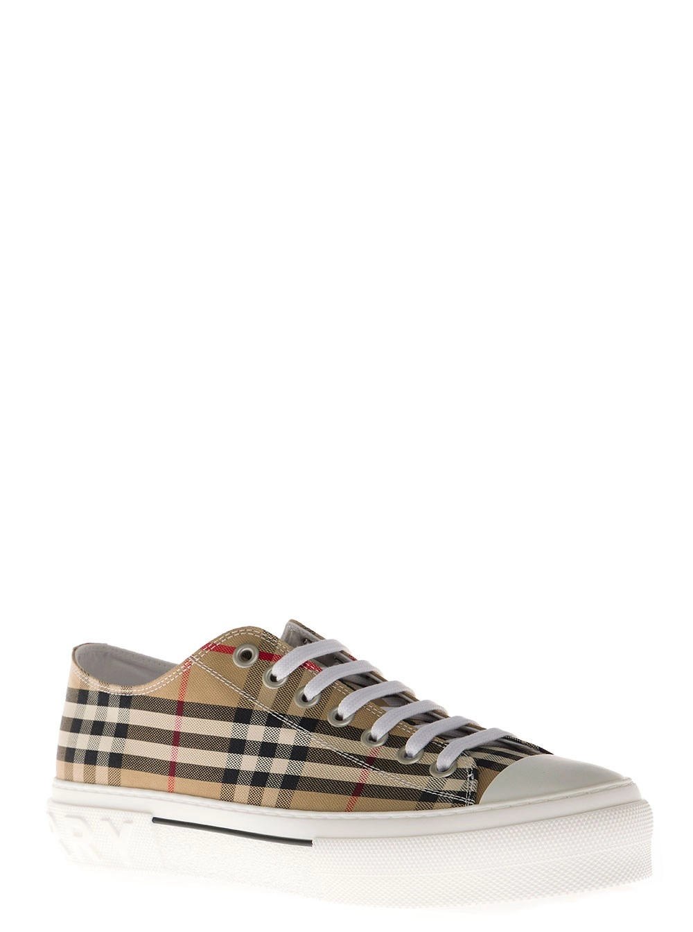Burberry Sneaker con Stampa Vintage Check e Suola in Gomma in Cotone Beige Uomo, view 2