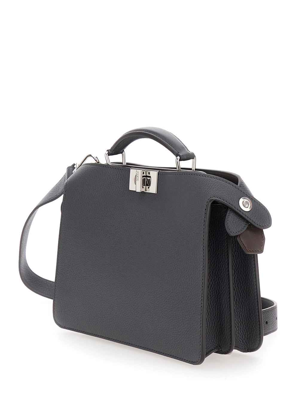 Fendi Borsa a Mano 'ISeeU Piccola' con Tasca Interna Removibile in Pelle Grigia Uomo, view 2
