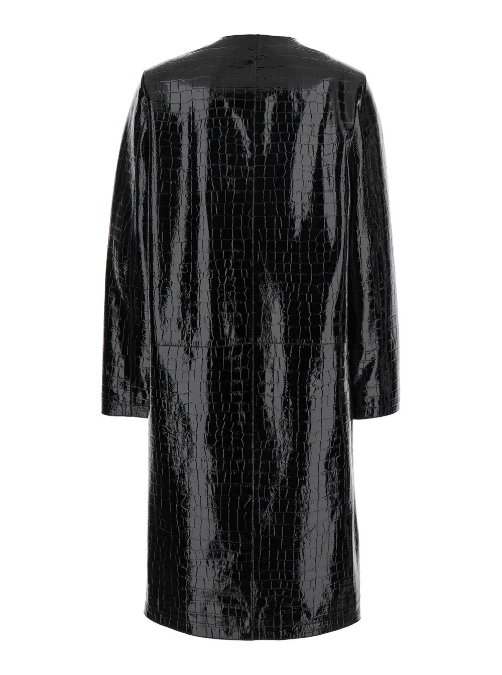 Toteme Cappotto con Chiusura con Bottoni sul Fronte e Effetto Pelle di Coccodrillo in Pelle Nero Donna, view 2