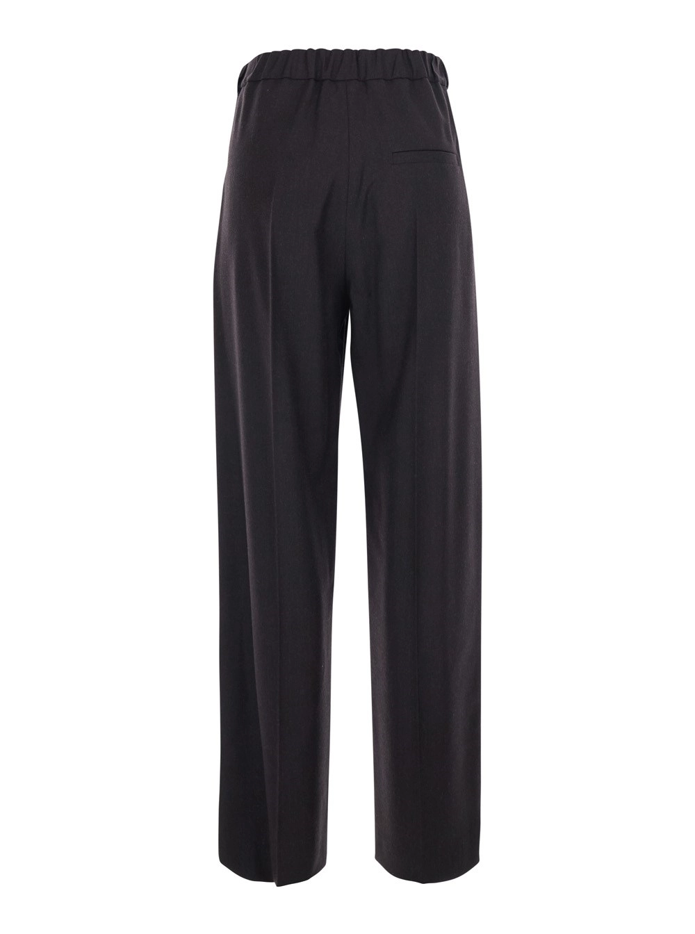 Tela Pantaloni 'Fox' con coulisse sul fronte e chiusura con bottone sul lato in misto lana marroni donna, view 2