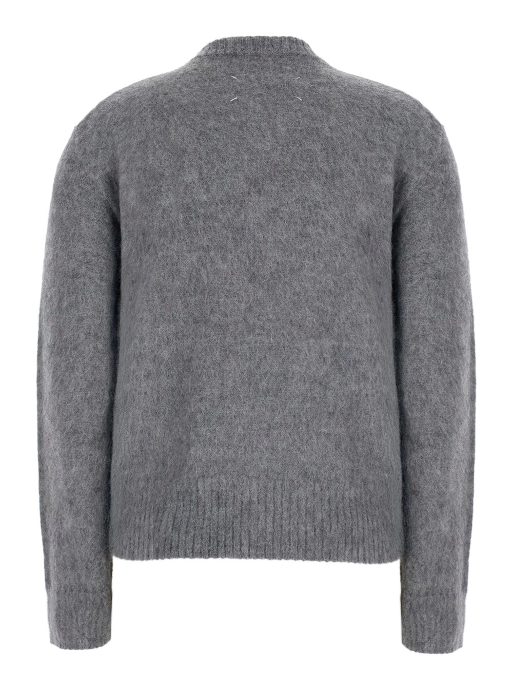 Maison Margiela Maglione con stampa floreale ed effetto spazzolato in misto lana grigio donna, view 2