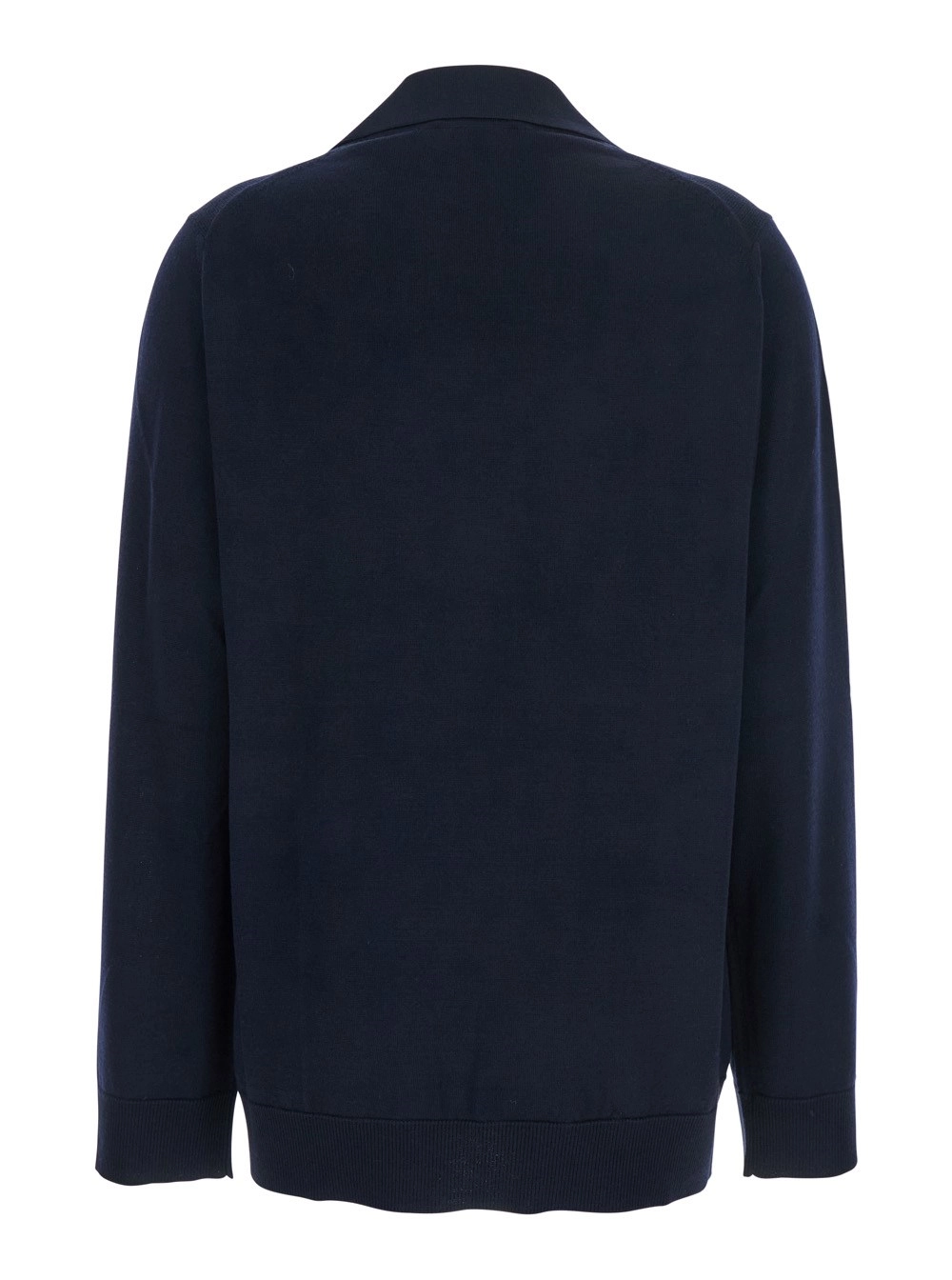 Gucci Maglione con Colletto Stile Polo e Logo GG sul Fronte in Lana Blu Donna, view 2