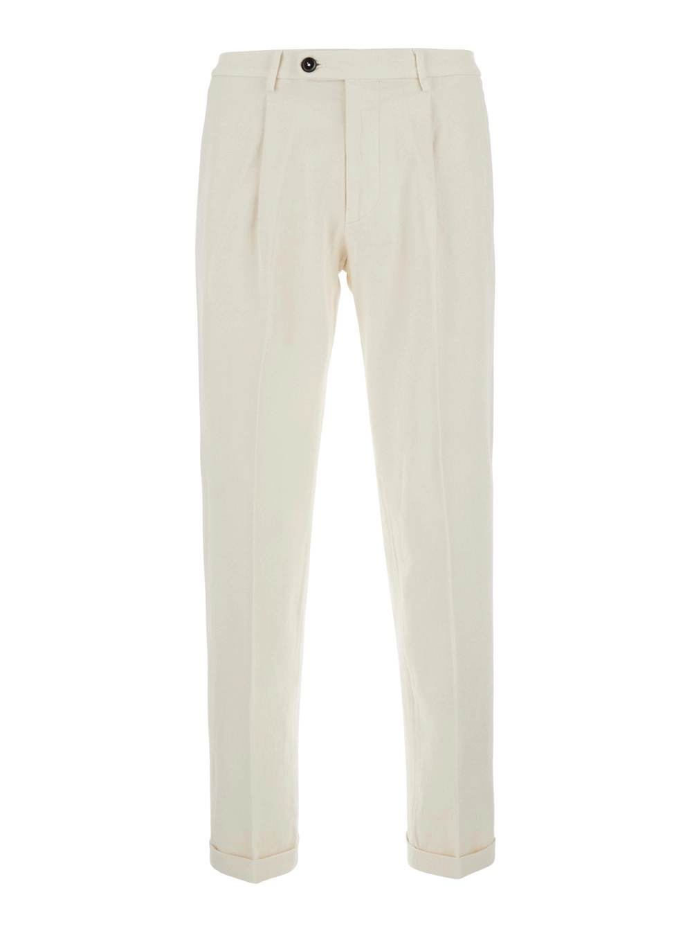 Michael coal Pantaloni con orlo con risvolto e patch logo sul retro in cotone stretch bianchi uomo