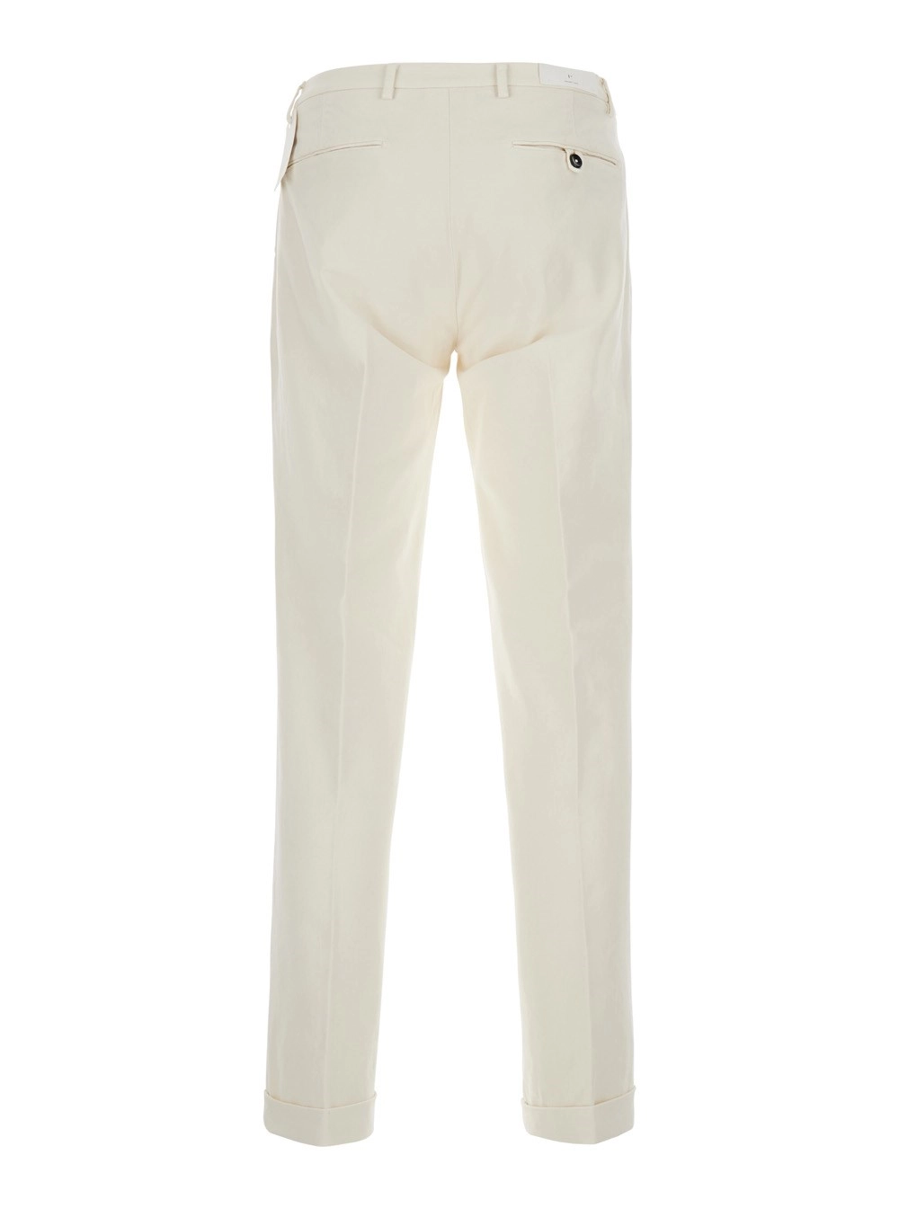 Michael coal Pantaloni con orlo con risvolto e patch logo sul retro in cotone stretch bianchi uomo, view 2