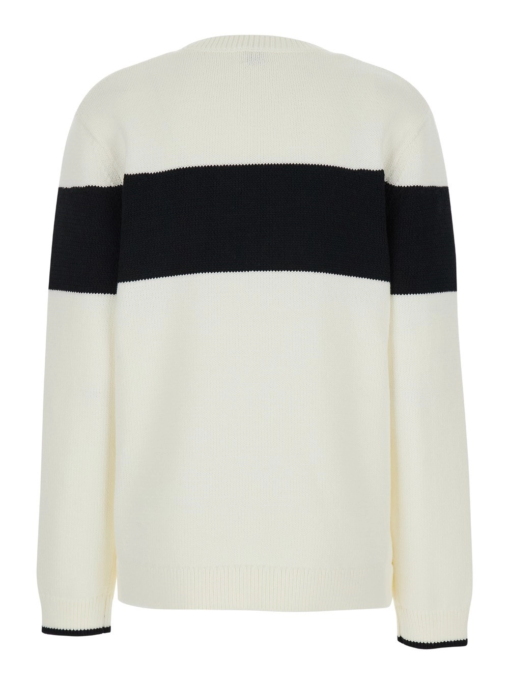Toteme Maglione con Banda a Contrasto in Misto Cotone Bianco Donna, view 2